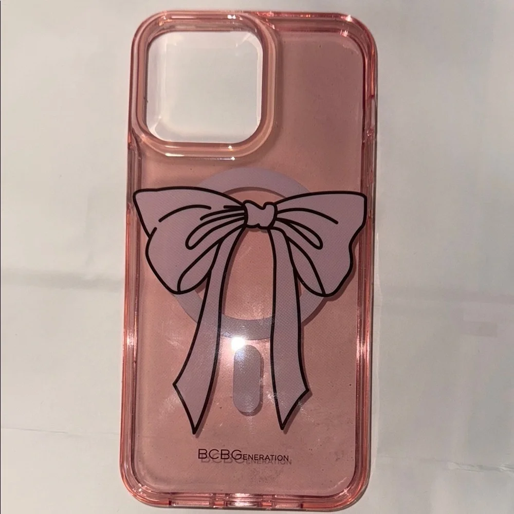 BCBGeneration Pink Phone Case with Bow Design